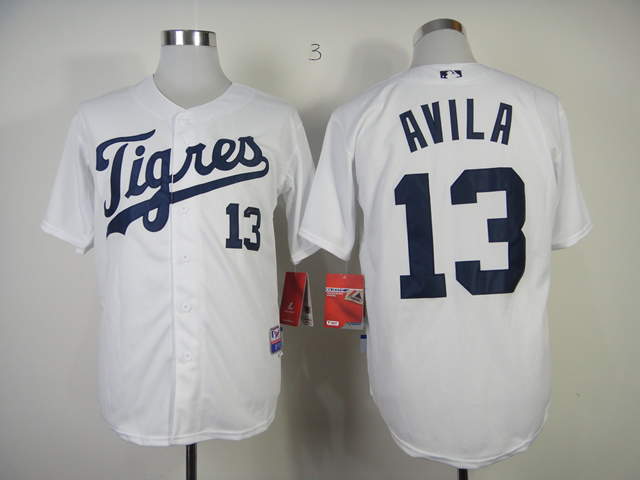 Men Detroit Tigers #13 Avila White Cool Base MLB Jerseys